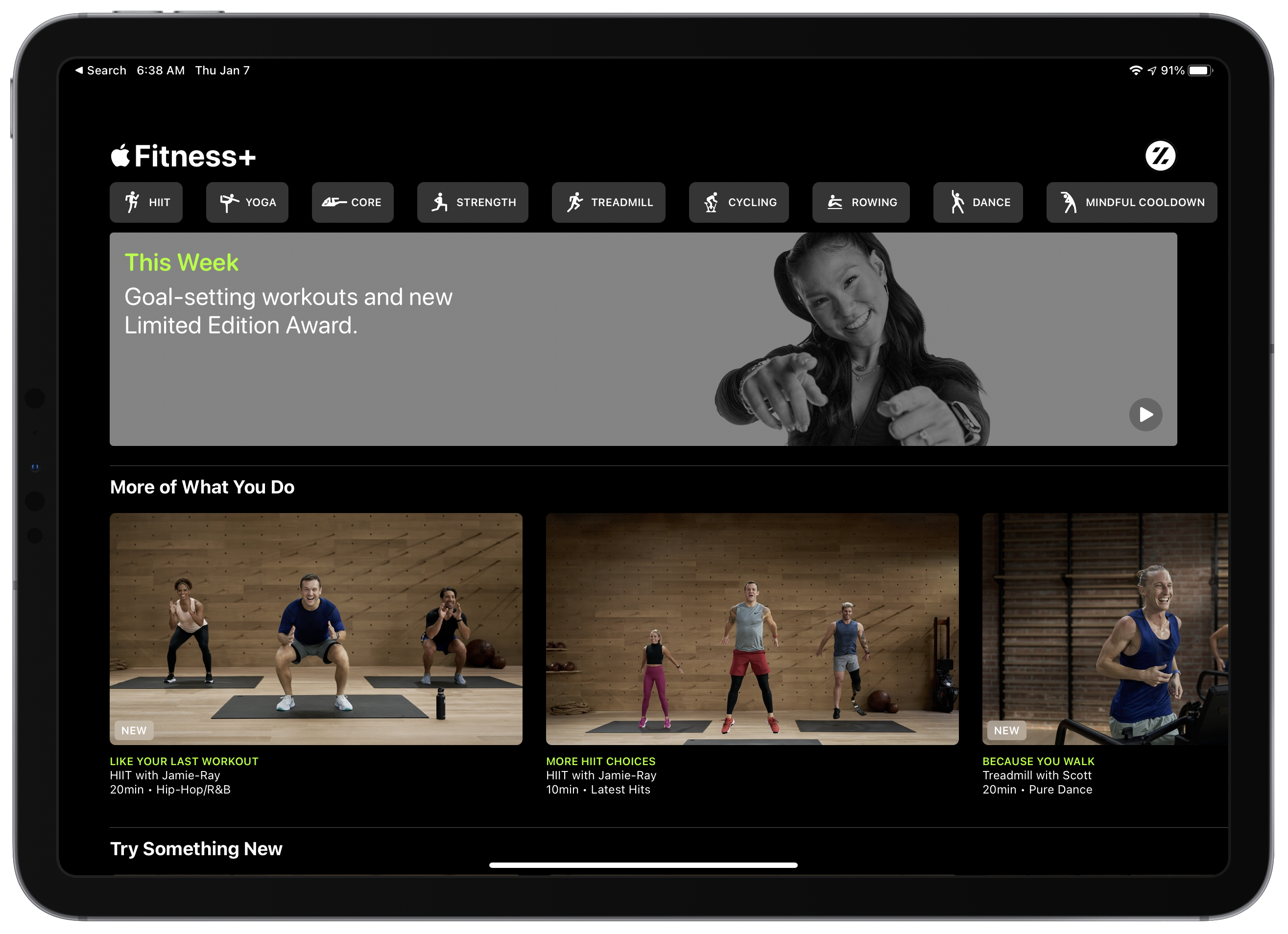 Apple Fitness+ on an iPad