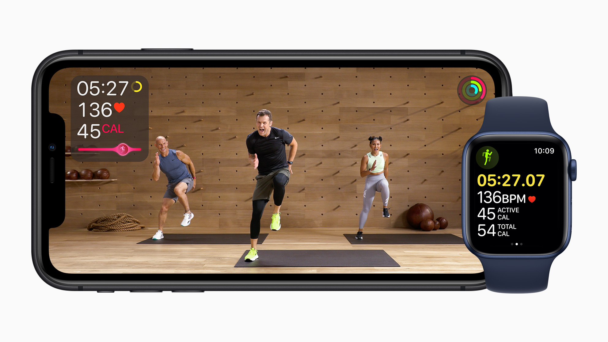 Apple Fitness+ on an iPhone and Apple Watch